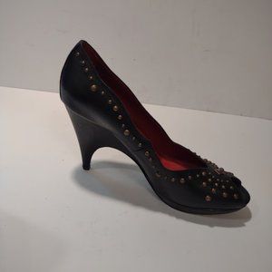 Donald J. Pliner, Zest, Peep Toe Heels, All Leather, Brass Studded, Size 10
